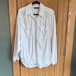 Lane Bryant Cream Button-Up Blouse